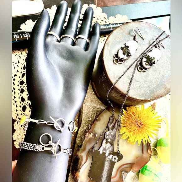 Spectacular 925 Fall Jewelry Yellow Turquoise Bumblebee Sterling Jewelry VTG - Picture 5 of 16